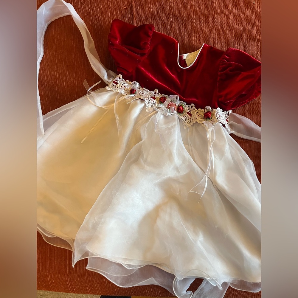Rare Editions 3T red and white rose dress